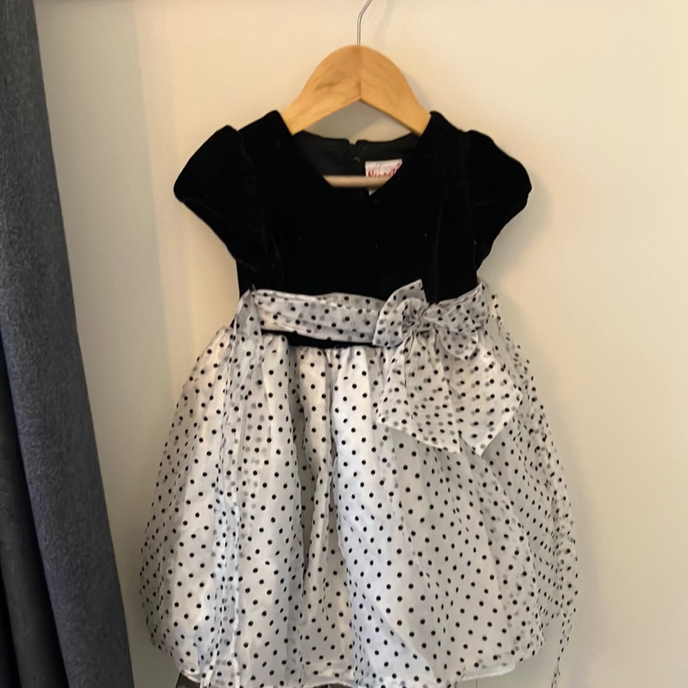 Charming Black and White Polka Dot Kids Dress